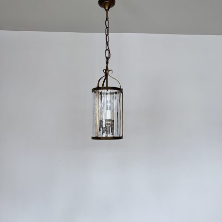 French Brass Lantern with Bevelled Glass Shade