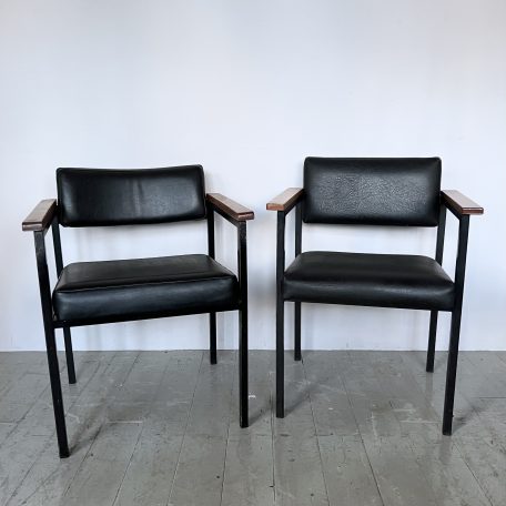 Mid Century Black Vinyl Chairs