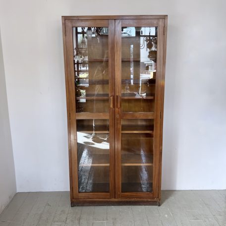 Mid Century Dark Wood Glazed Cabinet