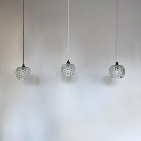 Three 1970s Textured Clear Glass Shades