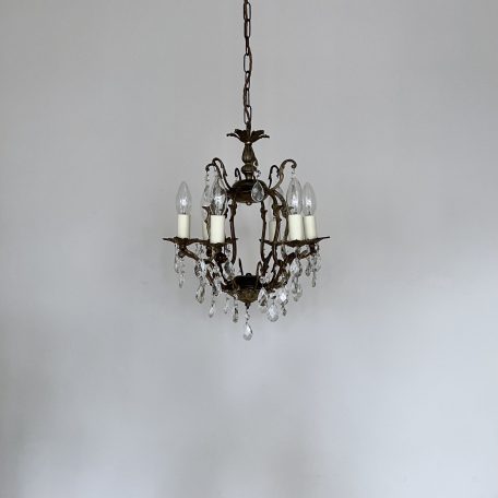 Small French Brass Birdcage Chandelier