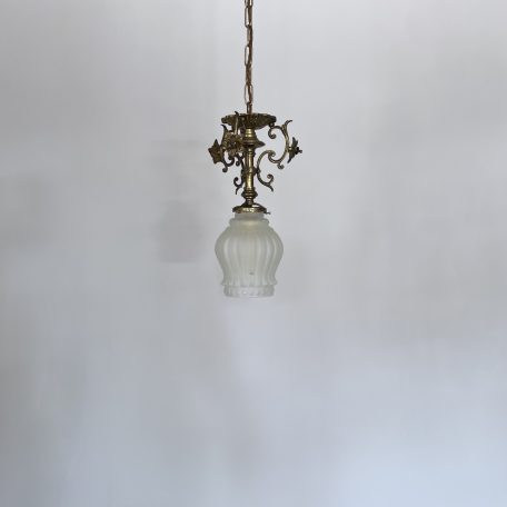 Frosted French Glass Shade with Ornate Brass Gallery
