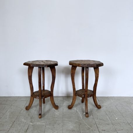 Two Liberty London Japanese Hand Carved Floral Side Tables