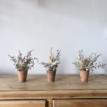 Victorian Clay Pots with Decorative Dried Flowers