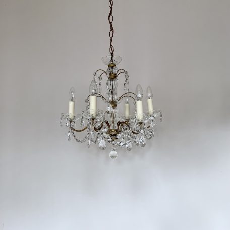 Delicate French Chandelier with Glass Bobéche Pans