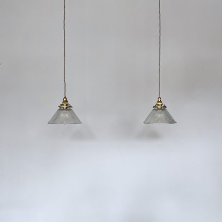 Pair of Contemporary Small Conical Clear Glass Shades