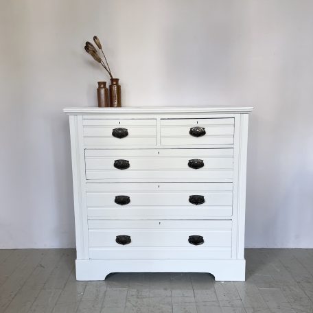 White Painted Chest of Drawers with Original Handles