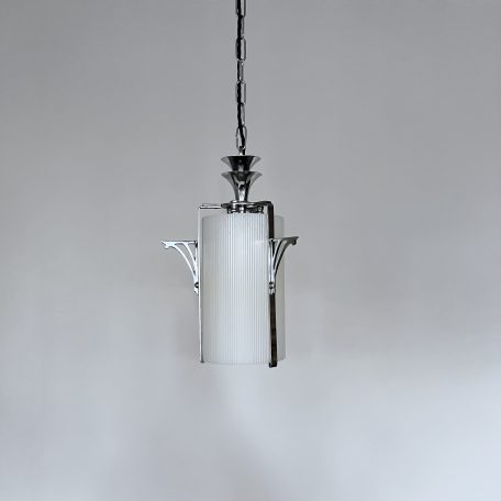 Art Deco Chrome Lantern with Cylindrical Acrylic Shade