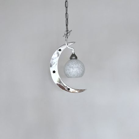 Chrome Moon Pendant with Clichy Glass Shade