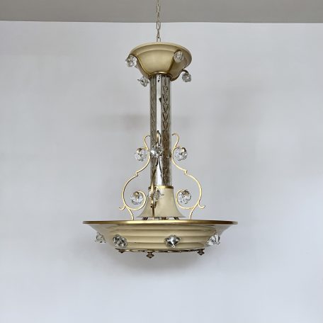 French Uplighter Chandelier with Mirror and Floral Details