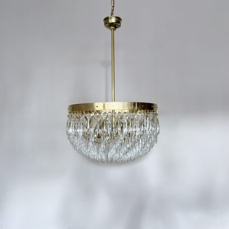 Newly Made Brass Spiral Waterfall Chandelier with Cut Glass Icicle Drops