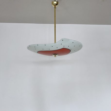 Art Deco Uplighter with Red Glass Diffuser Shade