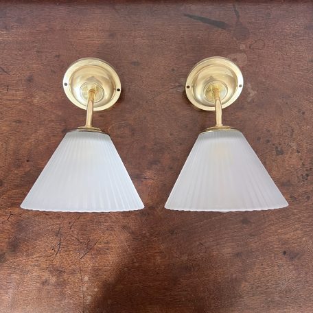 Contemporary Frosted Conical Polished Brass Wall Lights