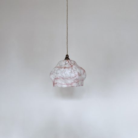 Mid Century White and Pink Mottled Glass Shade
