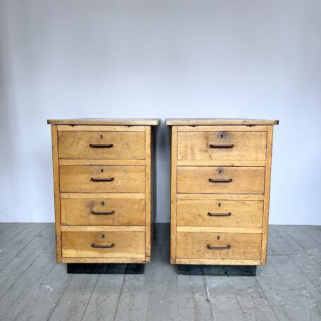 Pair of Large Industrial Mid Century Oak Drawers