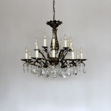 Large Ornate Chandelier with Mixed Glass Drops