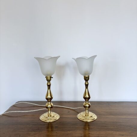 Pair of Polished Brass Table Lamps