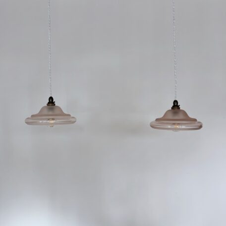 Four French Pink Glass Shades