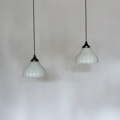 Two Moonstone Glass Shades