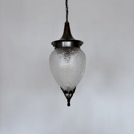 Art Nouveau Style Crackle Glass Lantern with New Brass Gallery Fitting