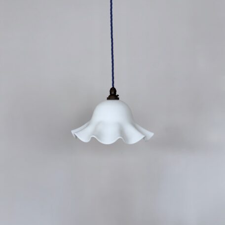 French Frilled White Glass Shade