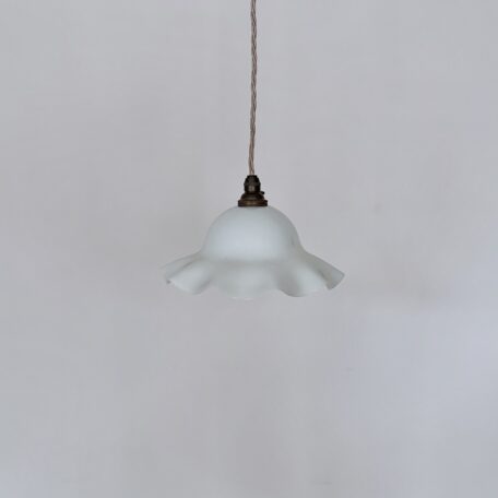 Small French Frilled White Glass Shade