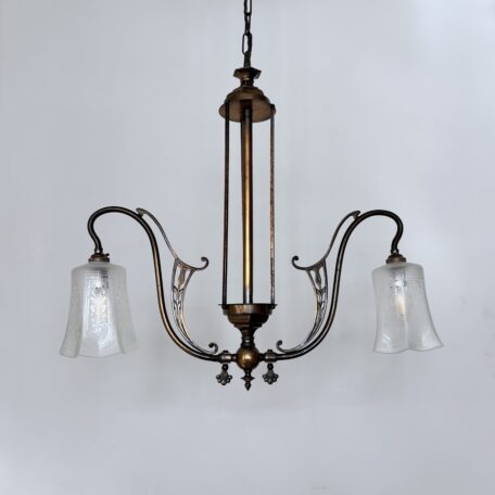 Art Nouveau Copperised Brass Chandelier