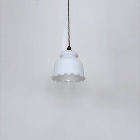 Pair of White Frilled Bell Shades