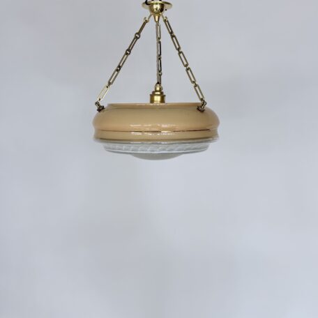 Peach Glass Diffuser Shade with Decorative Gold Bands