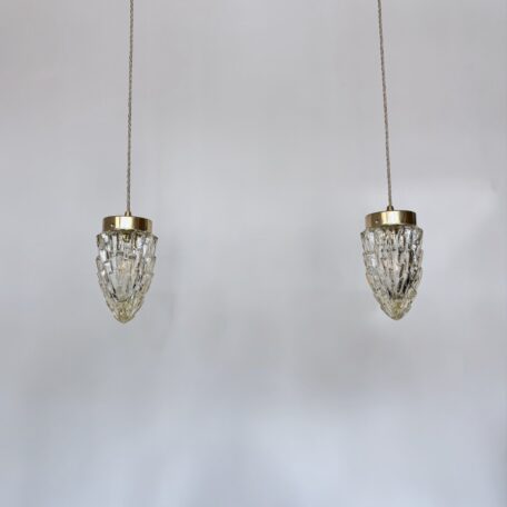 Five Mid-Century Enclosed Textured Glass Shades