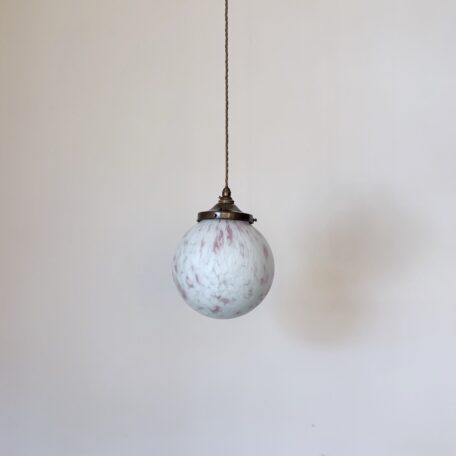 Set of Three Pink Mottled Glass Globe Shades