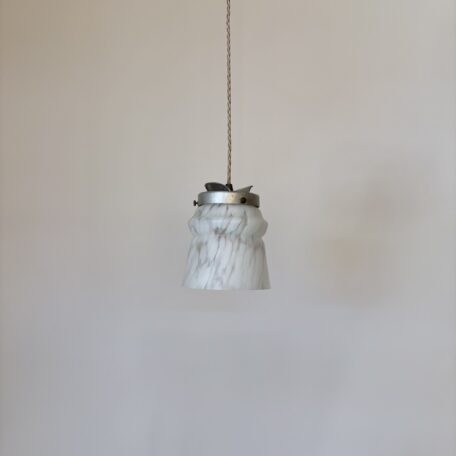 White & Multicoloured Mottled Glass Shade with Decorative Gallery Fitting