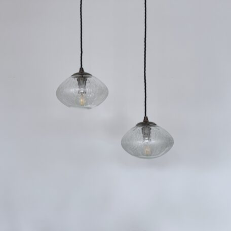 Pair of Clear Glass Enclosed Shades