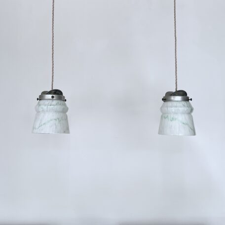 Pair of Mottled White and Green Shades