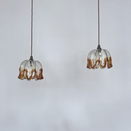Pair of Murano for Mazzega Floral Glass Shades