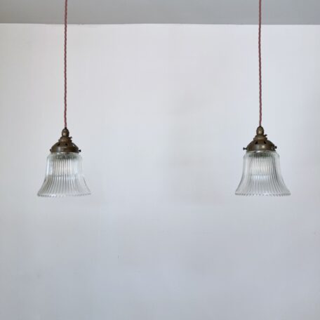 Pair of Stamped Holophane Glass Shades