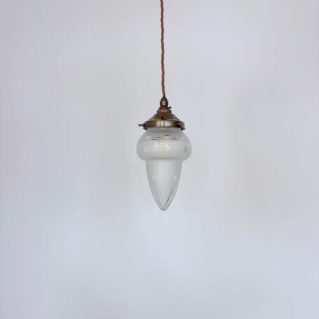 Enclosed Frosted Cut Glass Acorn Shade
