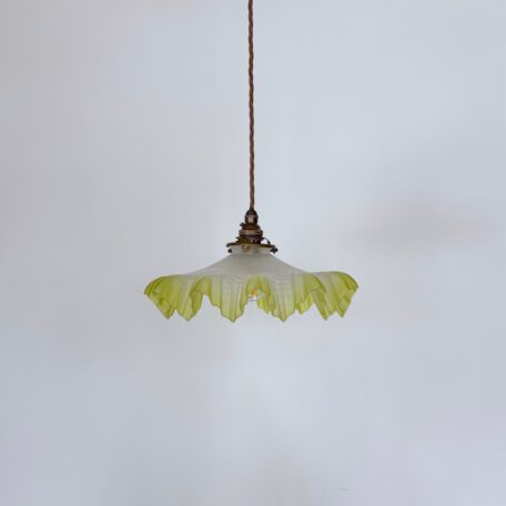 French Frosted Handkerchief Shade with Green Edge