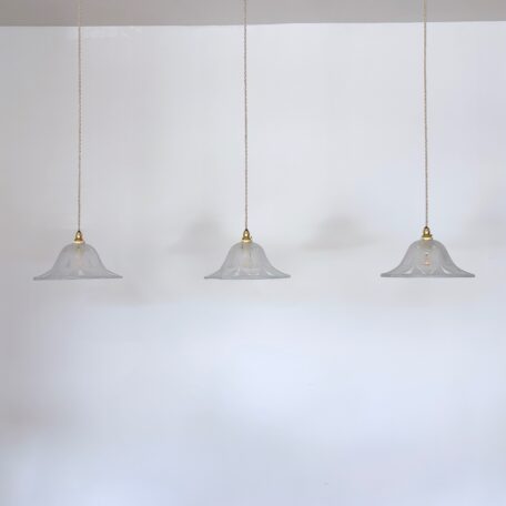 Set of Three Geometric Frosted and Clear Globe Shades