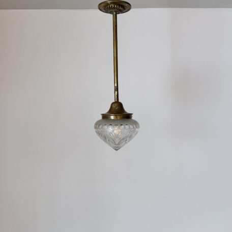 Small Brass Pendant with Cut Glass Acorn Shade