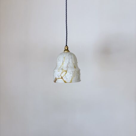 Small White and Yellow Mottled Glass Shade
