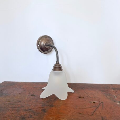 Frosted Floral Wall Light in Antique Brass