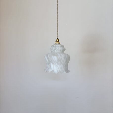 Mottled Frilled White Glass Shade