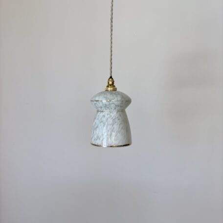 White Mottled Shade with Gold Band Details