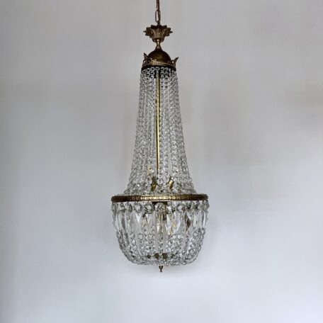1930s French Brass & Glass Balloon Chandelier