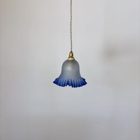 Frosted Blue Frilled Glass Shade