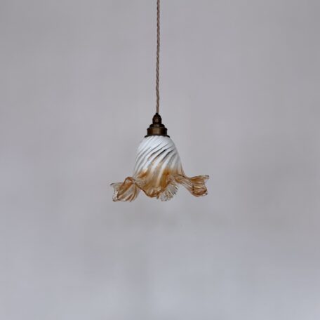 Italian Murano White & Amber Glass Shade