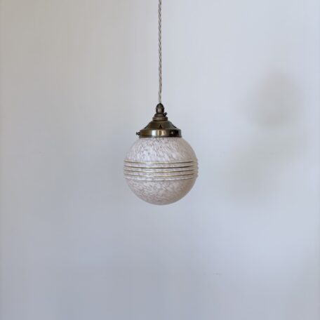 Pink Clichy Glass Globe Shade with Gold Band Details