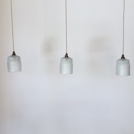 Set of Three Frosted Cylindrical Glass Shades