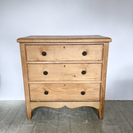 Waxed Pine Chest of Drawers with Original Handles